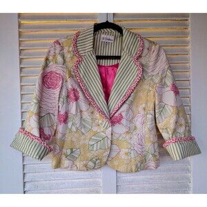 3 Sisters Floral Print Yellow/Pink/Green Blazer-Size M